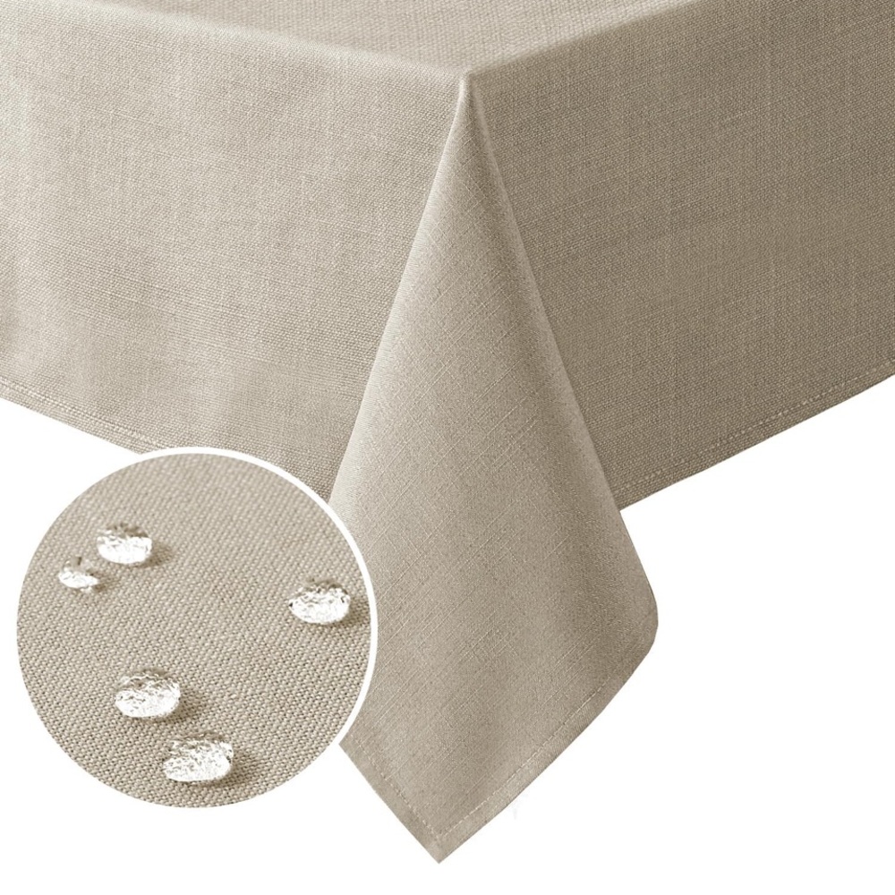 H.VERSAILTEX Linen Textured Table Cloth Square 60 x 60 Inch -Taupe
